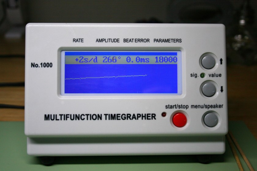Timegrapher reading of 2 seconds per day and 266 degrees of amplitude